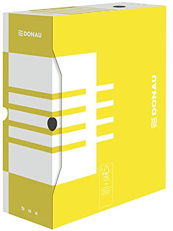 DONAU 7662301FSC-11 Ablage Schachtel Archivbox aus recyceltem Karton Archiv-Ablagebox Stabil| 20er Pack | A4/ 12 cm/B Rückenbreite/Gelb | die FSC® Zertifiziert