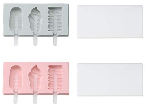 Ototon Moule à Glace Crème en Silicone avec Couvercle Popsicle Moules Réutilisable Moule à Esquimaux pour DIY Ice Cream 2pcs