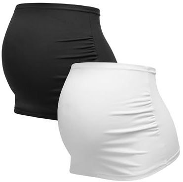 Herzmutter Bauchband Schwangerschaft Baumwolle 2X Rückenwärmer 6000 | Umstands-Bauchbänder Shirtverlängerung 2er-Set