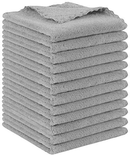 SUNLAND Microfiber Face Makeup Remover Cloth Reusable Facial Cleansing Towel Ultra Soft Face Washcloth 11inchx 11inch (12pack, Grey) | Reusable Makeup Remover Cloths,Facial Cleansing Towel,Ultra Soft Face Washcloth