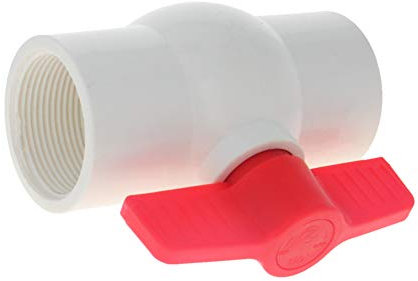 Othmro 1Pcs Inline Plastic Ball Valves, Compact T-Handle Water Shut-Off Valves, Female Thread 50mm Pipe Ball Valve Plastic Water Valve for Irrigation System Piping System White Red