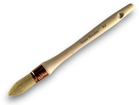 Lot de 10 pinceaux de Pouce à rechampir | Brosse Ronde en Soie Blanche | Ø 20 mm | Idéal Peinture rénovation Volets moulures plinthes Angles persiennes | Manche Bois Brut | Kibros 371D21_2x10