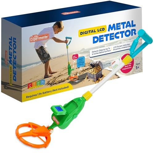 Little Experimenter Metal Detector for Kids, Adjustable Metal Detectors & LCD Screen, Detects 6 Underground, STEM Outdoor Activity for Boy, Educational Gifts for Boys & Girls Ages 6-8 9 10+ Years Old