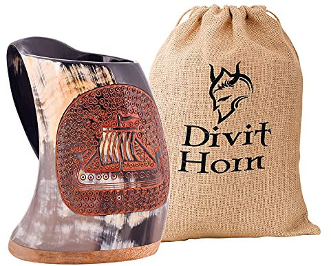 Divit Autentico Corno Vichingo boccale - 700 ml (Ship, Polished)