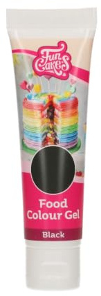 FunCakes Food Colour Gel Schwarz: Hochkonzentrierte Lebensmittelfarbe für Teig, Creme, Fondant, Marzipan. Einfache Dosierung. Einzelne Tropfen, um lebendige Farben zu erzeugen. Halal. 30 g. | Hochkonzentrierte Lebensmittelfarbe für Fondant, Buttercreme, Marzipan, Icing und Kuchenteig, Backstabil bis 200 °C