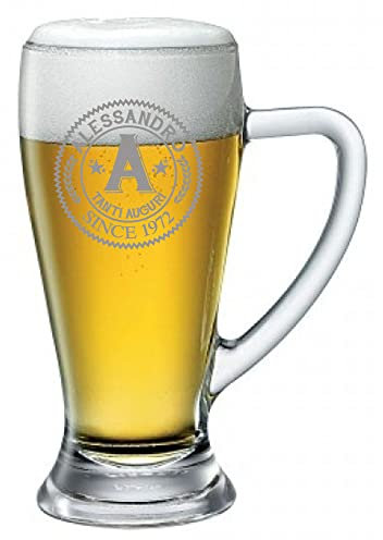 fashwork Boccale da Birra PERSONALIZZATO 38 cl inciso con Nome Frase di Auguri Anno Anni Compleanno Idea Regalo PERSONALIZZABILE Papà Nonno Zio Padrino Natale SanValentino