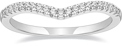 Zakk Eternity Ring Damen Silber Vorsteckring Schmal V-Form Zirkonia Verlobungsringe Eheringe Trauringe Freundschaftsringe