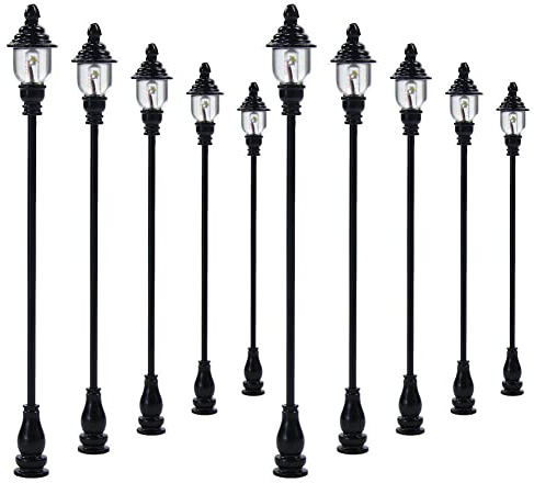 SPORTARC 10pcs LED Street Lamps for Railway Model Making, Adjustable Height 8.5cm 1:87 OO/HO Scale Model Railway Train Street Lights Architectural sand table model wall lamp G-type garden lamp