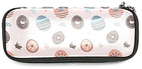 Large Capacity Pencil Case Organizer, Leather Students Stationery Pouch, Double Zipper Pencil Pen Box Bag Colorful Easter Eggs