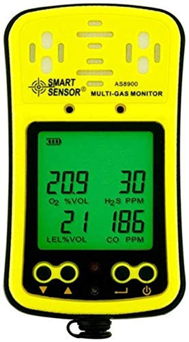WJJ Digital Multi Gas Monitor Handheld LCD Display Backlit Rechargeable Battery Sound Light Alarm 4 in 1 Gas Meter Detector Tester Analyzer warn