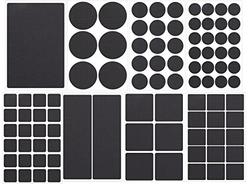 93 Stück Antirutsch Pads Selbstklebend Set, Schwarz 5 mm Dicke Anti Rutsch Pads, Rutschhemmer Gummi Matte für Möbelfüße Stuhlbein Tische Sofas, Schutz Ihrer Möbel & Hartholzböden (8 Größen)