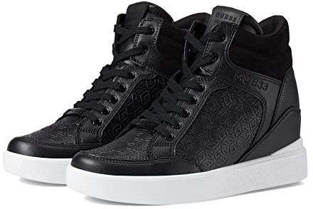 GUESS Women's Blairin Sneaker, Black Logo, 6 UK