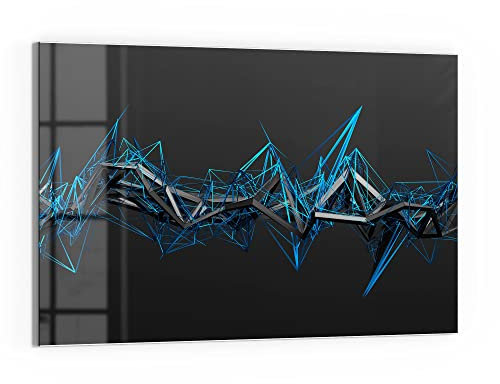 DEQORI Glas-Magnettafel | 90x60 cm groß | Motiv Virtuelles Wellenband | Memo-Board aus Glas | Magnetboard inkl. Magnete, Stift & Tuch für Küche & Büro | Tafel magnetisch & beschreibbar