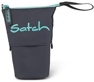 satch Pencil Slider extra groß inkl. Trennfach Reißverschlussfach Stiftehalter Geodreieck Sichtfenster für Stundenplan Mint Phantom - Grau