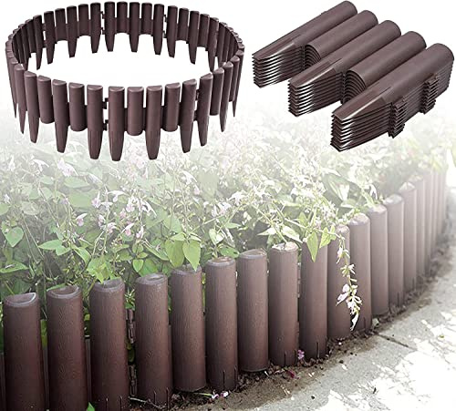 ACXIN Bordure de pelouse en plastique aspect bois 5,6 m Bordure de jardin Bordure de jardin Bordure de jardin Bordure de pelouse Palissade Bordure de tonte Palissade Bordure décorative de jardin 1