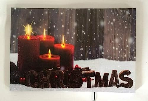 Luna24 einfach großartige Ideen... LED Leinwandbild Adventskerzen im Schnee, 45 x 30 cm, batteriebetrieben, Deko Bild, Wanddeko, Wandbild mit Beleuchtung
