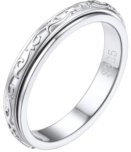FOCALOOK 925 Silber Spinner Ring - Personalisierter Böser Blick/Keltischer Verlobungsring Modeschmuck für Frauen und Herren Größe 49MM - 67MM