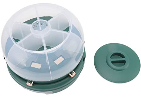Rotating Breakfast Cereal Dispenser, 6 Grids PP Single Layer Press Cereal Container For Home (Dark Green)