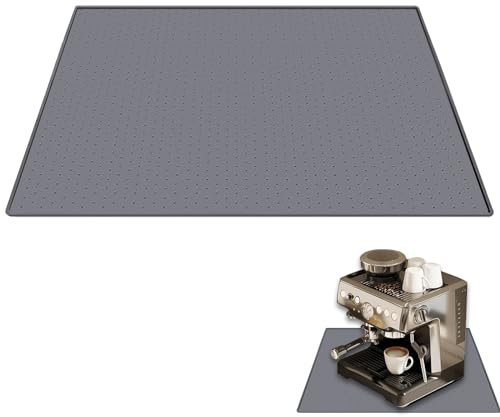 kaffeemaschine Silikon Matte Unter Kaffeemaschine, 48x30cm, Körnige Oberfläche, Kaffeemühle kompatibel, Grau