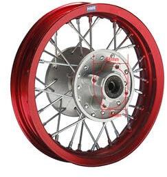 HMParts Cerchio in alluminio anodizzato da 10 pollici, per quasi tutti i modelli con asse da 12 mm, Dirt Bike, Pit Bike, XMOTOS, MotoCross (rosso)