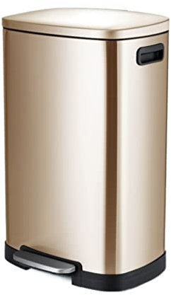 Poubelle Poubelle en acier inoxydable de très grande capacité 50 L Bureau Maison Cuisine Extérieur Intérieur Type de pied Poubelle triable Conteneur de stockage des ordures (Couleur: Argent) (Or)