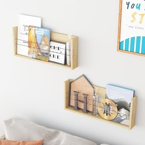 Zeitungsständer Zeitschriftenhalter aus Kiefernholz 40/60/80cm, Wandmontierte Mehrzweck-Lagerregale, natürlicher Dokumentenhalter aus Holz, Wand-Hängebuch-Organizer ( Color : 2pcs , Size : 80cm(32in)