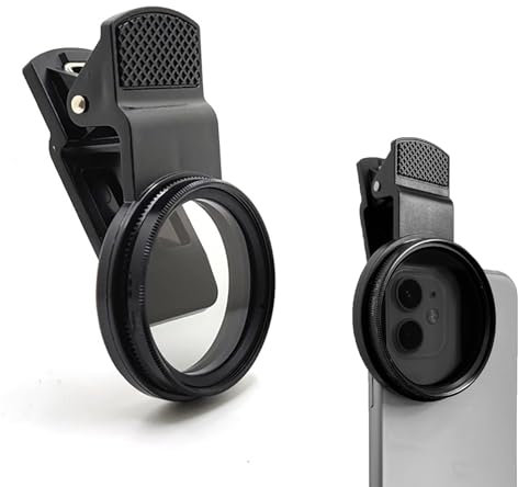 Filtre de Lentille Polarisante CPL de 52mm, Clip CPL Téléphone Caméra Filtre D'Objectif Pinces De Filtres Dobjectif de Caméra Portable Compatible avec la Plupart des Objectifs de Smartphone (Set A)