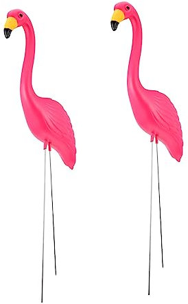 POPETPOP 2stücke Flamingo Statue Für Garten Dekoration Flamingo Figur Für Außenbereich Pfahl Als Grün Deko Garten Ornament Rosa