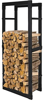 ISOISL Kaminholzregal Aussen 100x40x25cm – Kompaktes Brennholzregal Metall Schwarz Robustes Kaminholzregal für Innen & Außen Stabiler Holzunterstand Firewood Rack