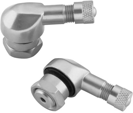 Flaconi Válvula Angular para Motocicleta,Valvula Rueda Coche,Extensiones de Valvulas para Neumaticos,Válvula de Aluminio para Llantas,90 Grados Válvula para inflar Neumáticos para Automóviles (Plata)