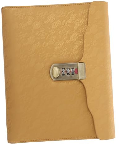 STOBOK Three- Combination Lock Diary Pu Leather Notebook Daily Planning Notepad Refillable Notebook