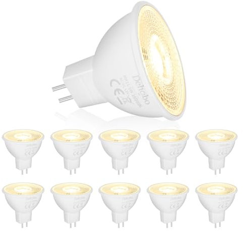 Dehobo MR16 LED Warmweiß 5W 2800K, 12V GU5.3 Sockel LED Bulbs Licht Spot Warmweiss, Flackerfrei Glühbirne, Aluminium mit Kunststoffbeschichtung, Ersatz für 50W Halogen, 10er Pack