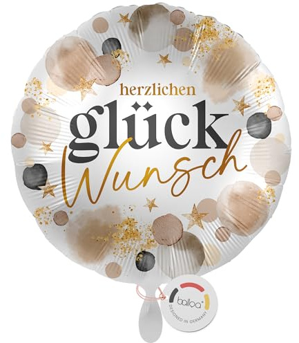 balloa Folienballon Herzlichen Glückwunsch, Helium Ballon rund, Luftballon Geschenk Deko Geburtstag Hochzeit Jubiläum Feier Ballon Erwachsene Kinder Ballondeko Party, 33cm