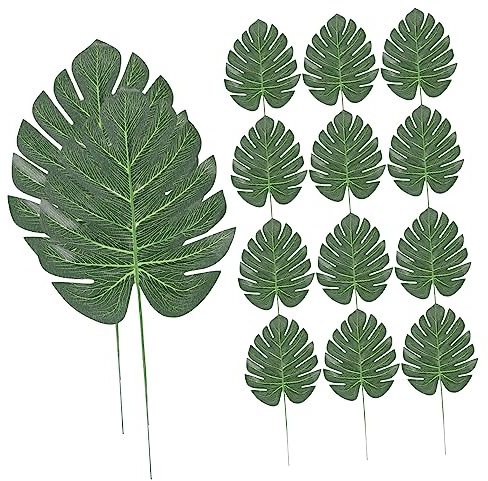 EXAOMBLE 12 pezzi Foglie Monstera Artificiali per Decorazioni Matrimoni Feste e Accessori per e Interni Facili da e Riutilizzabili