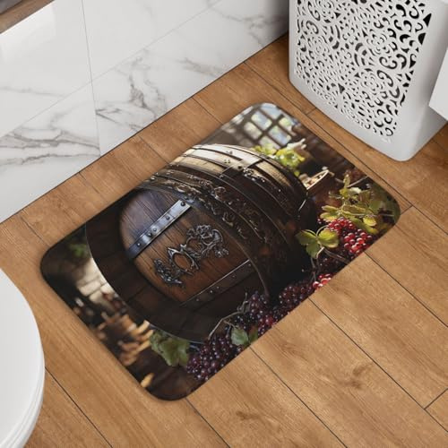 Paillasson en forme de tonneau de vin rouge, antidérapant, absorbant, doux, lavable, tapis moderne pour décoration élégante de cuisine, chambre à coucher, salle de bain, 40,6 x 61 cm