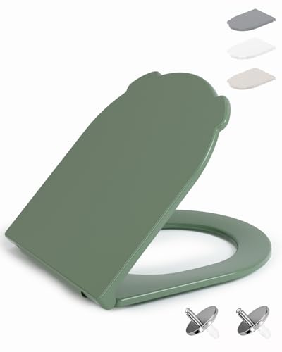 HySail Toilettendeckel mit Absenkautomatik, Benutzerfreundlichem Hygienischem Griff, Schnellverschluss, Umweltfreundlich, Farbecht, in Verschiedenen Farben Erhältlich (Salbeigrün, D-Form)