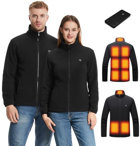 Gnkdfon Heizweste Beheizbare Weste Fleece Beheizbare Jacke für Herren Damen mit 10000mAh Akku,3 Temperaturregler 9 Heizzone,Elektrische Heizjacke Beheizte Weste für Outdoor Wintersport Skifahren