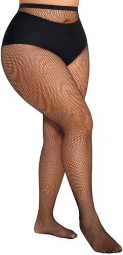 ANNTXL Plus Size Ultra Strong Fishnet Tights with Cotton-reinforced Guesset High Waist Pantyhose Mesh Hosiery