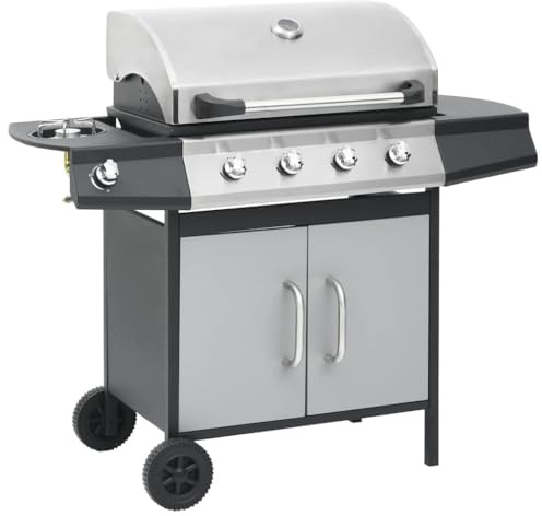 Générique Barbecue à gaz 4+1 Zones Cuisson Noir et argenté Acier et INOX,Maison & Jardin, Arts de la Table & Arts culinaires, Électroménager de Cuisine, Barbecues, Argent (Poids 26.84KG)