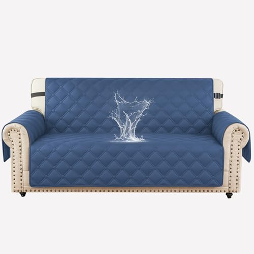 Ystyle Wasserdicht Sofa Überzug 2 Sitzer, Couch Bezug Rutschfes, Waschbar Couchüberzug, Sofabezug Mit Armlehnen, Universal Sofa Covers Für Katze Hund, Mit Gummiband, Berlinblau