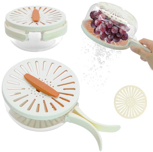Salad Spinner Small 9.8 Inch, Compact Salad Spinner with Removable Colander Basket, 2-in-1 Lettuce Bowl for Washing and Serving, Leak-Proof Lid, Easy Crank Handle, Space Saving, Brown