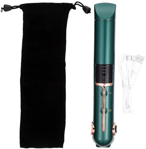 Healifty Fer à Friser sans Fil Multifonction Format Compact Vert Foncé Réglable pour Femme Voyage Soins Capillaires Usage Sec et Humide