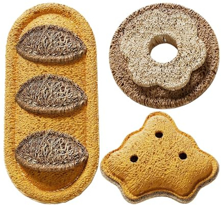 Kauspielzeug für Katzen – Zahnreinigungs-Luffa- – 3 Stück brotförmiges Beißspielzeug für Katzen – energieverbrennend für geistige Stimulation, Kautraining für kleine, mittelgroße und große Hund