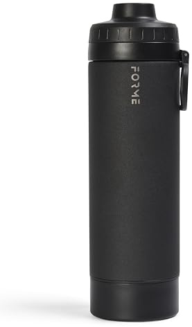 FORME Shaker 500ml - Sport Lid - Stainless Steel With Protein Powder Container - Double Walled Vacuum Insulated - Silent Mixing - Leak Proof - Fits Cup Holders - Easy to Clean (Charcoal)