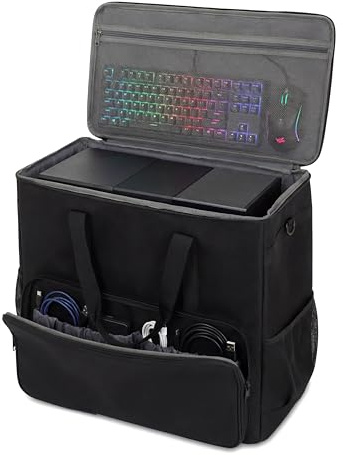 PC Desktop Tower Carrying Case, Gaming Computer Tower Travel Bag Compatible with ATX/Micro-ATX, Storage Backpack for Keyboard, Mouse and Accessories, Moving Bag Only