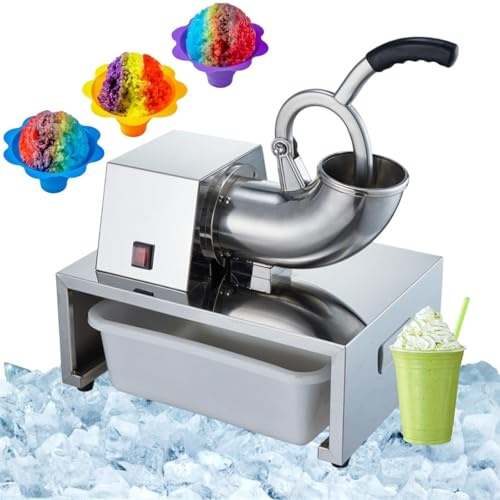 Commercial Ice Crusher - 220lbs/HR Electric Ice Shaver with All-Copper Motor and Stainless Steel Body for Professional Use