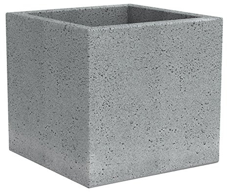 Scheurich C-Cube, Pflanzgefäß aus Kunststoff, Stony Grey, 30 cm lang, 30 cm breit, 28 cm hoch, 18 l Vol.