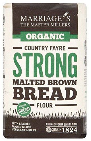 W & H Marriage & Son Organic Country Fayre Strong Malted Brown Bread Flour 1kg (Pack of 6)