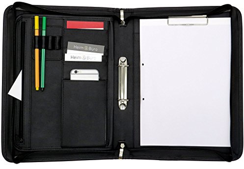 ONVAYA® Konferenzmappe A4 | schwarz | Aktenmappe | Businessmappe | Schreibmappe mit Block | strapazierfähiges Kunstleder | Dokumentenmappe