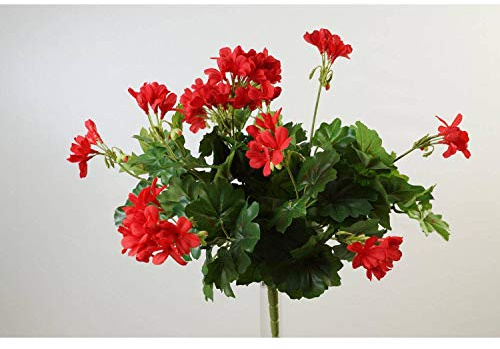 artplants.de Geranio Tessile MIA su Gambo Artificiale, Rosso, 40cm, Ø 40cm - Fiore Decorativo/Geranio Artificiale